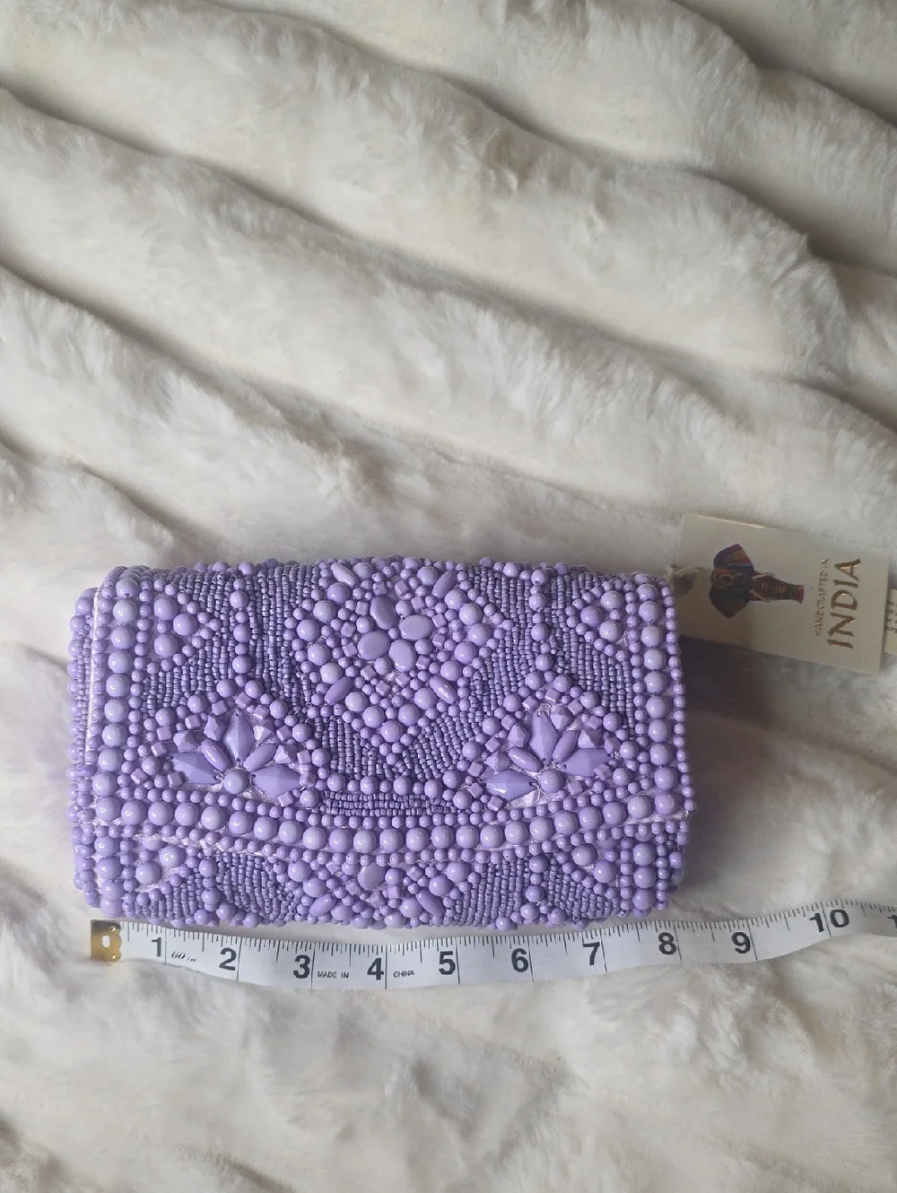 Viral TJMaxx Lavender Beaded Embellished Clutch Wallet Handmade In India - Picture 1 of 7